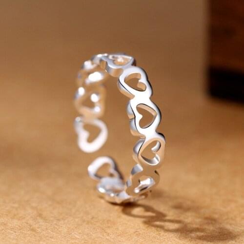 925 Sterling Silver Heart Shape Rings for Women Adjustable Wedding Ring Fashion Jewelry jz555
