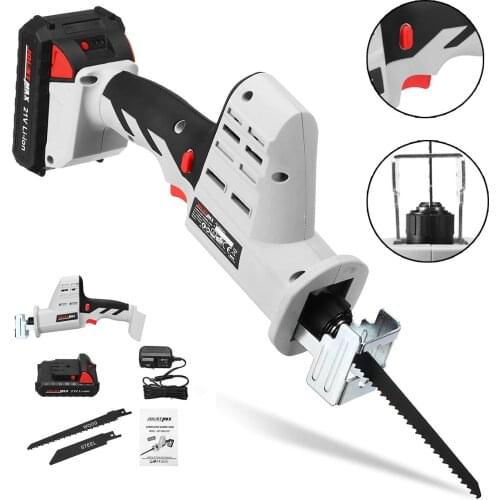 21V Wood Angle Cutting Cordless Reciprocating Saw Kit Portable Electric Saw Blades Metal Woodworking Tool with Li-Ion Battery
