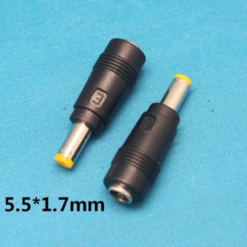10pcs 5.5*1.7mm DC Connector Plug Converter Head 5.5*2.1mm Mother Female Turn to 5.5x1.7mm 5517 Male Jack