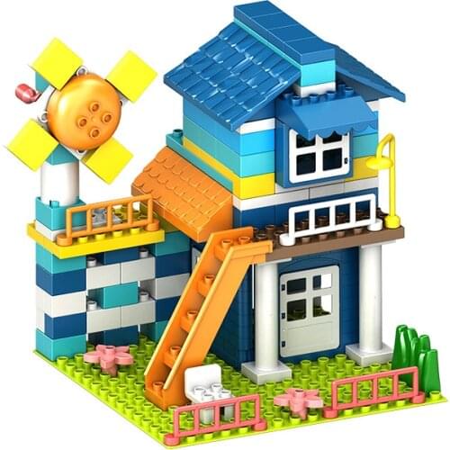Wisdom Building Block House Iarge Particles DIY Puzzle Early Education Assembling Creative 1-3-6 Year Old Childrens Toy Gift