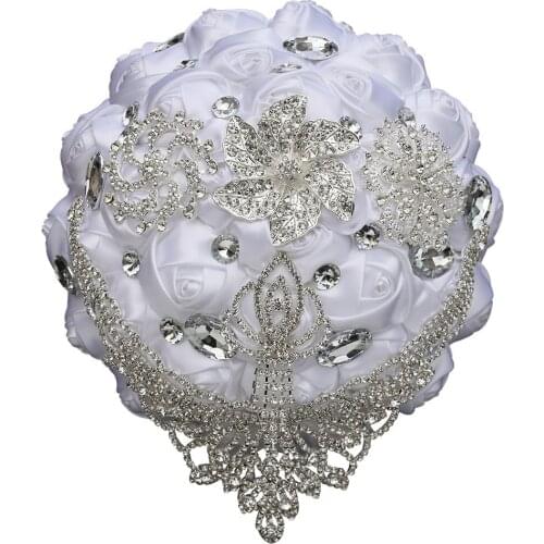 Korean Bride Holding Flowers Creative Ribbon Rose Water Drill Hand Holding Bouquet Wedding