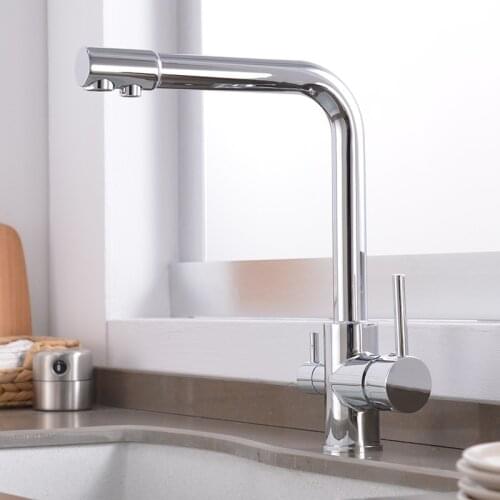 Kitchen Faucets Solid Brass Crane For Kitchen Purified Water Filter Tap Three Ways Sink Mixer 3 Way Kitchen Faucet