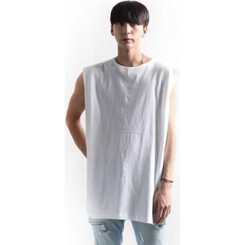 Summer mens T-shirt Korean casual straight tank versatile vest T-shirt sleeveless hip hop oversized top