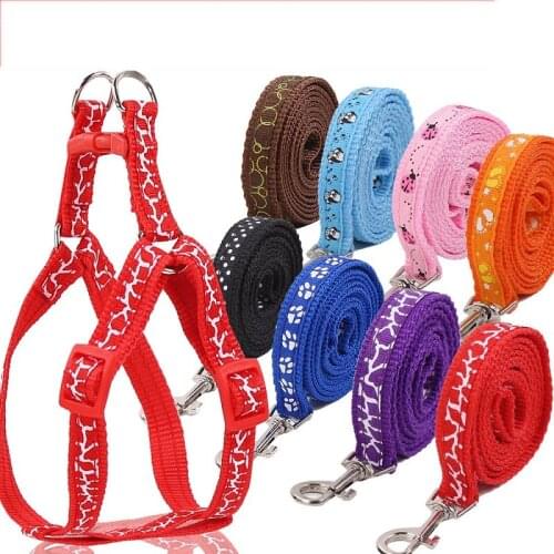 Cute Pet Dog Harness Leash Fashion Puppy Adjustable Vest Collar Colorful Printed Chest Strap Small Pet Dog Traction Rope