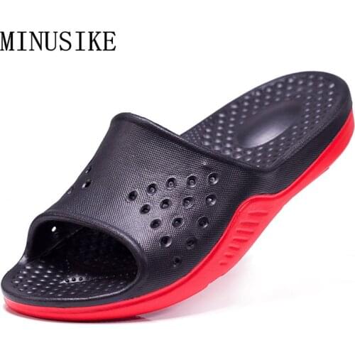 Men Shoes Solid Flat Bath Slippers Summer Sandals Indoor Outdoor Slippers Casual Men Non-slip Beach Shoes Big Size 48