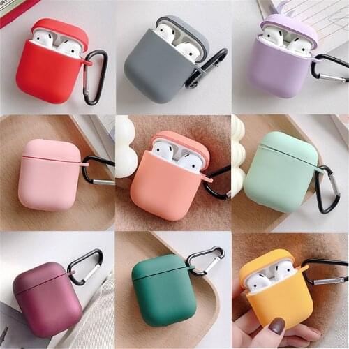 Soft Silicone Cover For Airpods Cute with Hook Luxury Air Pods Headset Cover Accessories For Apple Airpods 2 1 Case