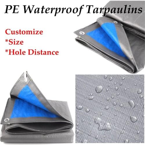 Customize Size 0.23mm Blue PE Tarpaulin Rainproof Cloth Sunshade Tarp Waterproof Lightweight Tarp UV-Proof Layer Car Cover