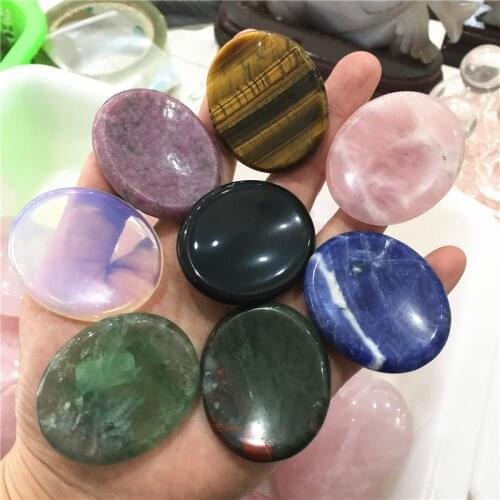 Natural Chakra Crystal Thumb Worry Stone Pocket Thumb Palm stones Smooth Polished Pebble Healing Stone