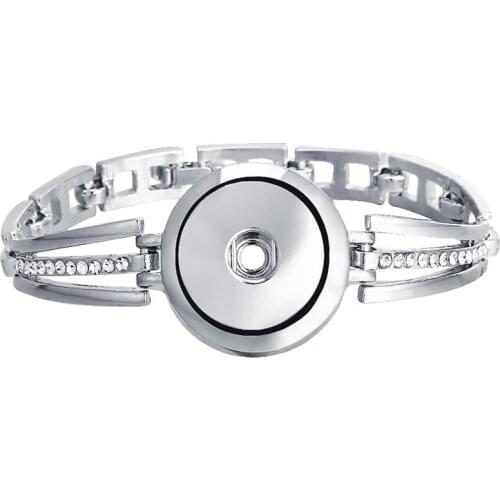 New Snap Jewelry Antique Silver Plated Rhinestone Chains Snap Bracelet Bangles Fit 18MM Snap Buttons DIY Jewelry