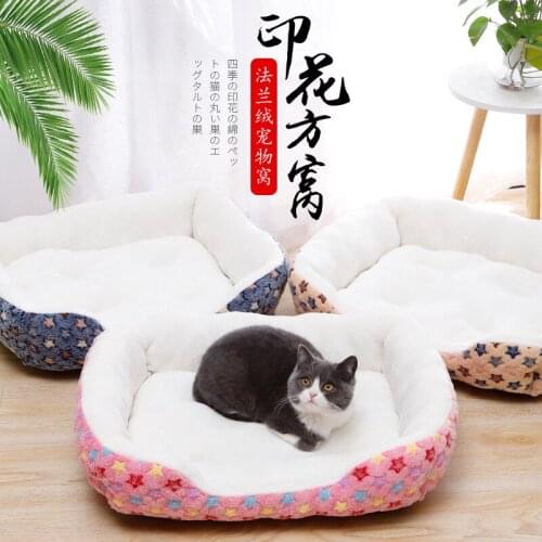 Pet mat dog cat sleeping blanket nest three-dimensional printing star flannel square nest