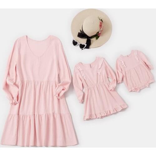 Mommy and Me Dress Mom and Daughter Matching Clothes Pink Vestido
