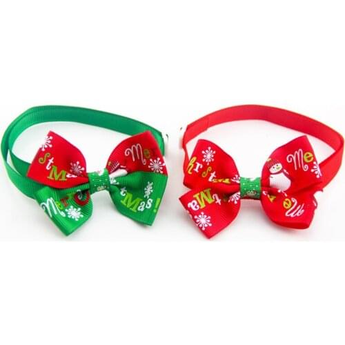 Adjustable Nylon dog cat collars With Bowknot Necklace Collar For small Dogs Cat Collars New year Christmas bow tie dressing up