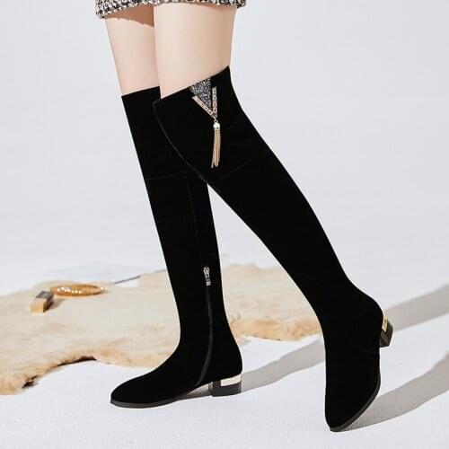 Fashion Women Boots Women Over Knee High Boots Platform Square Heel All Match Winter Boots Women Shoes Boots Size 8 9
