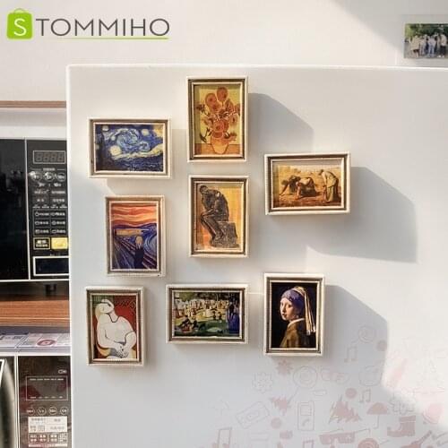 World Famous Painting Fridge Magnets Van Gogh Art Craft Refrigerator Magnetic Sticker Home Decoration Ornaments