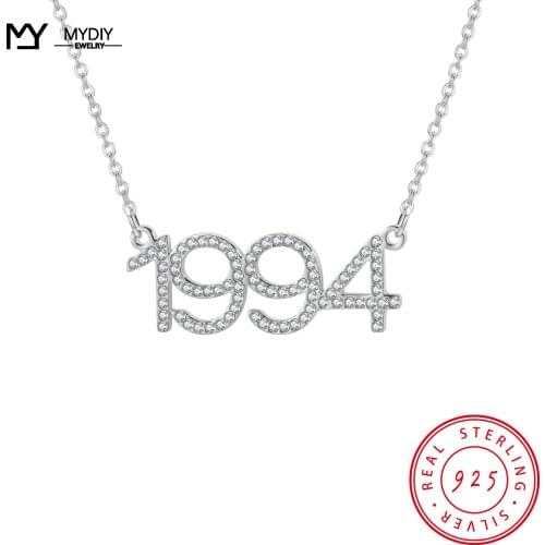 925 Sterling Silver Shiny Full Zircon Custom 1990-2021 Pendant Lettering Personality Jewelry Women Fashion collares para mujer