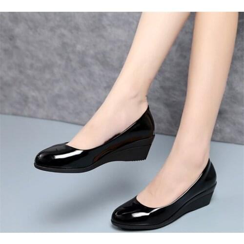 Big Size Women Shoes Black Pump Wedge Dress Shoes Womens Heels Retro Party High Heels 2021 Fashion Office Pumps Wedding Shoes