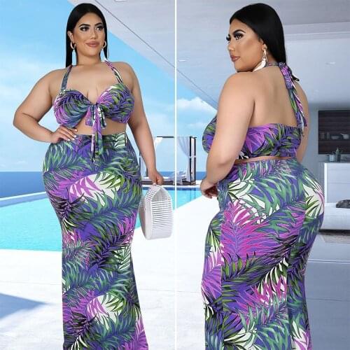 2021 Ins Internet Celebrity Famous Women Dress Floral Bikini Tops Large Size