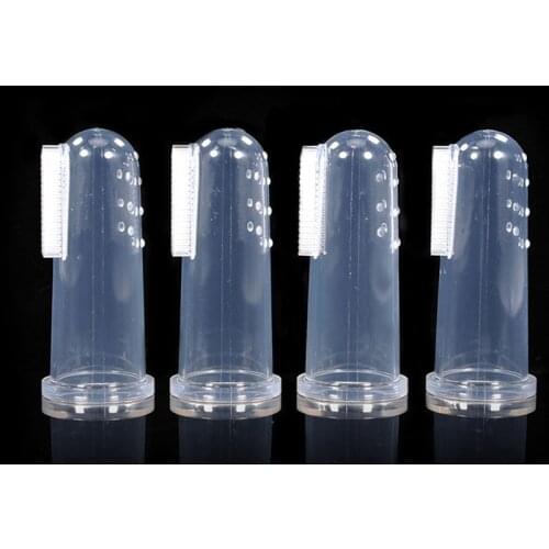 10pcs Pet Finger Toothbrush for Dog Cat Clean Teeth Dog Tooth Brush Transparent Silicone Material