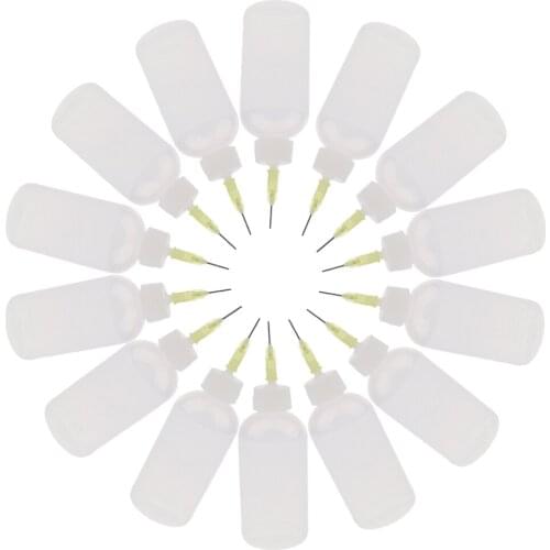 12pack 50ml Steel Needle Tip Plastic Dropper Bottle Glue Applicator Bottle for Quilling DIY
