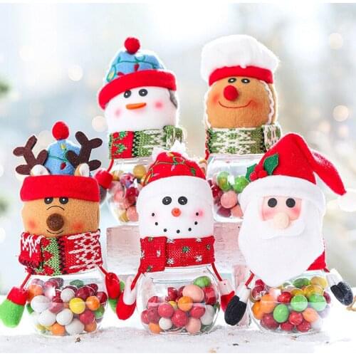 2021 Christmas Candy Jar Santa Claus Snowman Gift Bags Storage Bottle Kids Gifts Navidad Party Decoration Favors New Year 2022