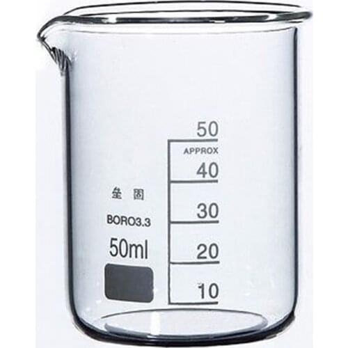 50ml Low Form Beaker Chemistry Laboratory Borosilicate Glass Transparent Beaker Thickened with spout FREE SHIP
