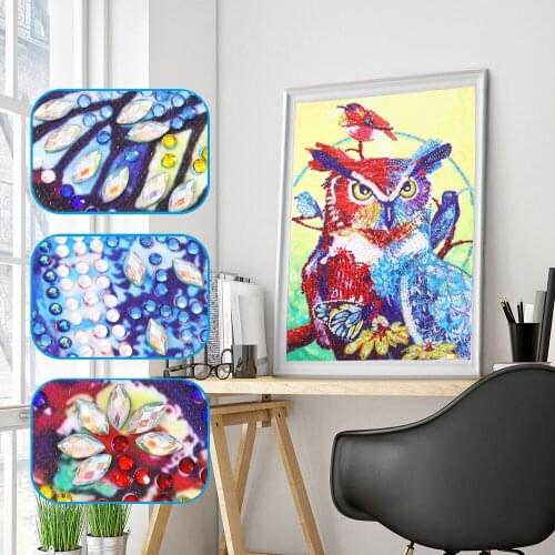 5D Special Shaped Owl Bird 5D Special Shaped Diamond Painting Embroidery Needlework Rhinestone Crystal Cross Craft Stitch Kit