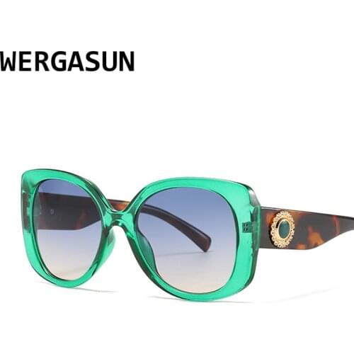 WERGASUN Oversized Sunglasses Women Luxury Transparent Gradient Sun Glasses Big Frame Vintage Eyewear UV400 Glasses for Lady