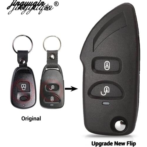 Jingyuqin Key Case for HYUNDAI Elantra Santa Fe Eagle Terracan Trajet Fit Kia Carens Car Key 2 Buttons Modified Remote Key Shell