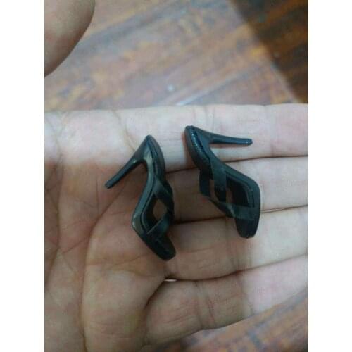 1:6 black high-heeled cross flip flops Model For 1/6 Female Figure