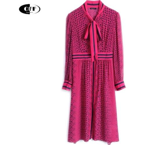 Designer Fashion Autumn Korean Chic Midi Dress Elegant Bow Collar Long Sleeve Casual Traf Dress Vestidos elegantes para mujer