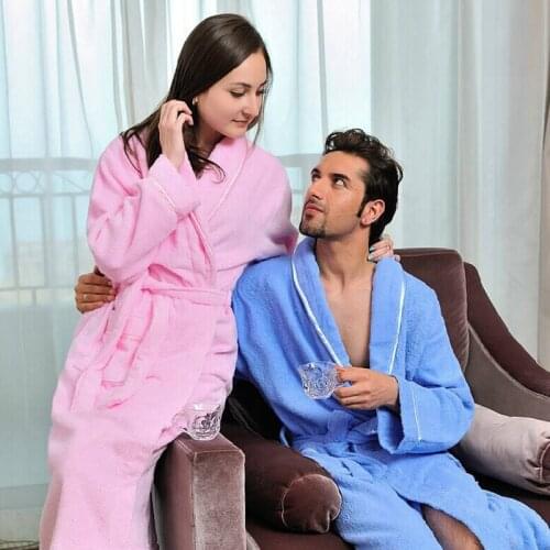Winter Women Bathrobe 100% Cotton Sleepdress Autumn Thick Couple Robe Sleepwear Plaid Lovers Casual Nightwear Home Dressing