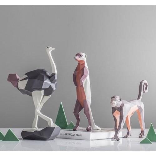 SIMULATION ANIMAL STATUE GEOMETRY MONGOOSE ARTS RESIN CRAFTWORK HOME ACCESSORIES L2932