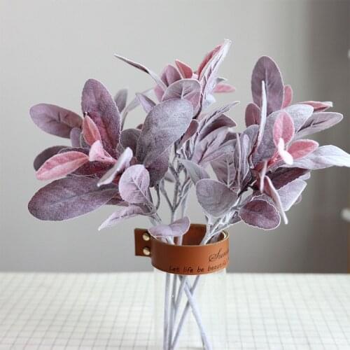 38cm Artificial Desktop Plants Red Color Plastic Flocking Leaf Flower Arrangement Material Office Home Hotel Deco Wedding Props