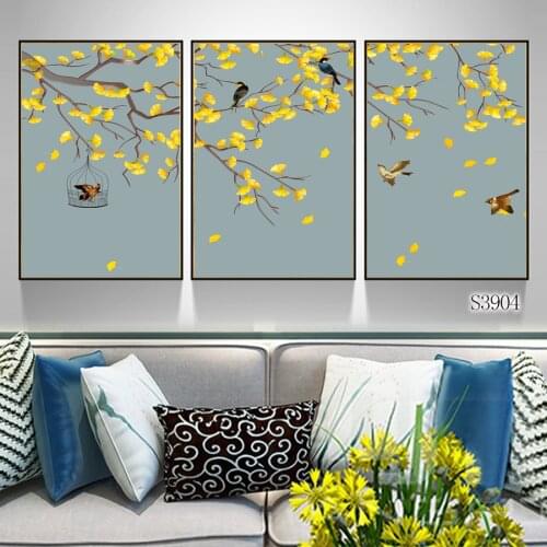 Modern Oil Painting Print Printing on Canvas 3pcs Modular Abstract Color Flower Canvas art Print Wall Art Picture for Home Decor