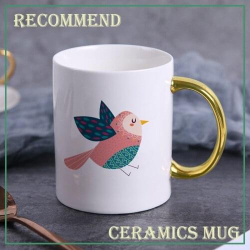 Ceramic Coffee Mug Colorful birds Breakfast Cup Handgri Travel Mug Novelty Gifts For Your Friends кружки canecas KTDW-046