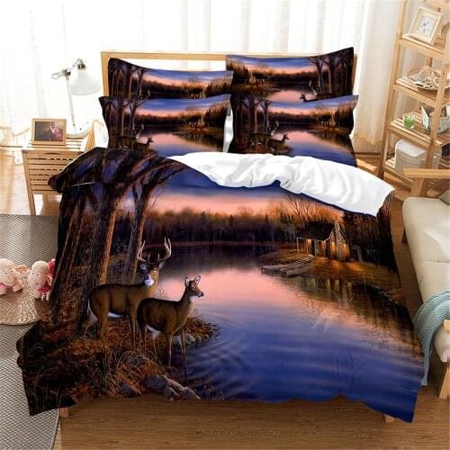 3D Sika Deer Bedding Set Queen Bedding Duvet Cover Set Bedding Set Bed Cover Cotton Queen Bedroom Bed Cover Set Bed Set Bedding