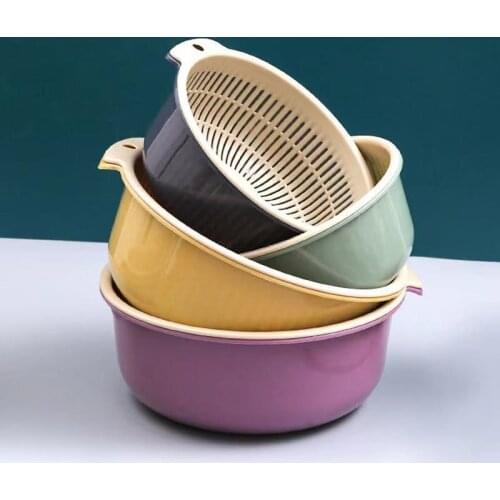 Creative Household Double-Layer Drain Basket Round Fruit And Vegetable Storage Basket Sink Hollow Drain Tray