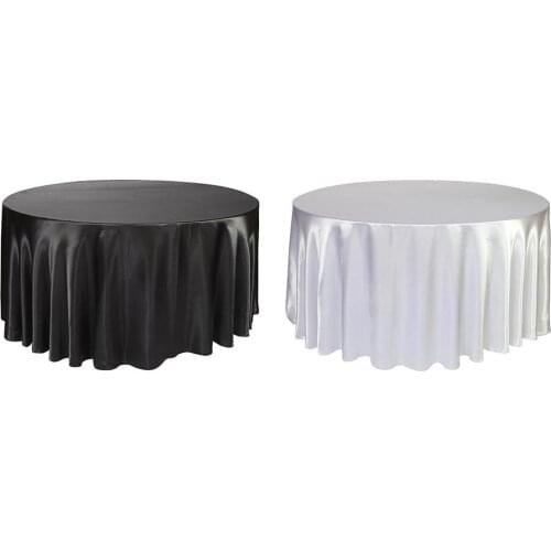 Round Tablecloth Satin Dust-Proof Table Cover For Wedding Birthday Dinning Tabletop Party Decor Solid Color