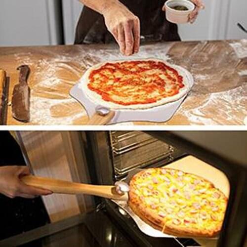 Stainless Steel Pizza Peel Shovel With Wooden Handle Cake Shovel Baking Tools Cheese Cutter Peels Lifter Tool Pizza Shovel