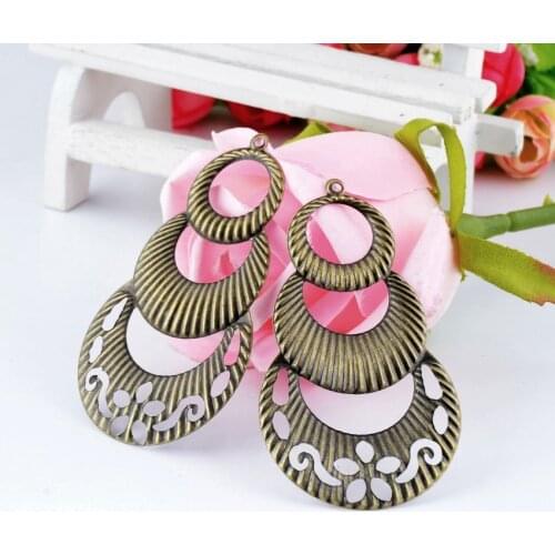 MIAOCHI 30Pcs Bronze Tone Filigree Wraps Connectors Metal Crafts Gift Decoration DIY Findings 71X40mm J0039