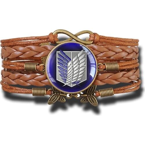 Attack on Titan Investigation Corps Wings of Freedom Vintage Multi-layer Leather Bracelet & Bangle Infinite Jewelry