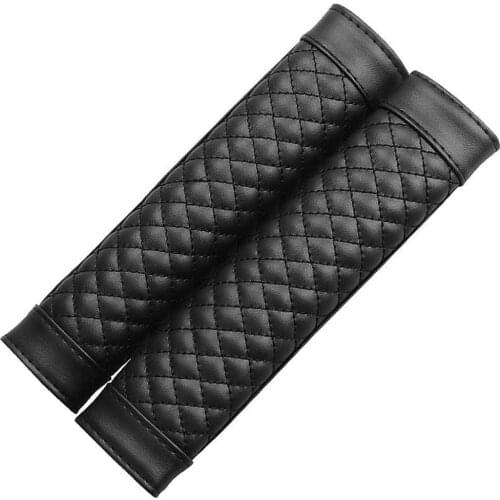 1 Pair Car Vehicle Plaid Faux Leather Seat Safety Belt Soft Shoulder Pads Cover