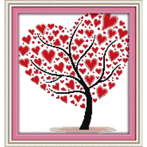 Love tree Beginner Cross Stitch Kits Printed Canvas DMC Counted printed Cross-stitch set Embroidery Needlework Kit DIY