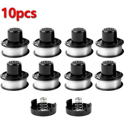 10pcs Nylon Spools Line Kit Spool Cover Spring Cap For Black Decker RS136 Strimmer Trimmer Mowing Wire Garden Weed Grass Cutting