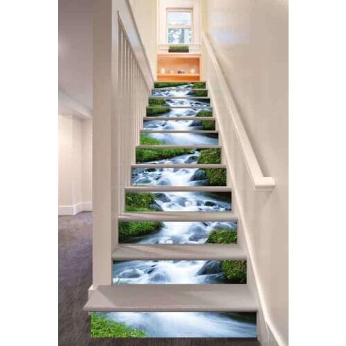 3D Waterfall Wall Stickers Self Adhesive Wallpaper Stair Stickers Modern Home Decoration Room Decor Aesthetic Wall Paper Art