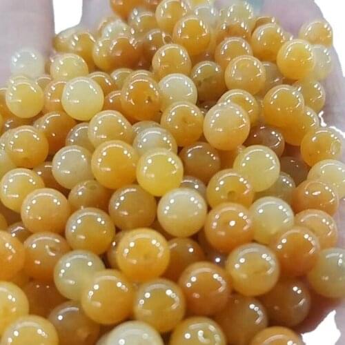Natural yellow jade hand-carved round beads DIY 100% real jade bracelets beads accessories jade gift bangle bracelets 6-10mm