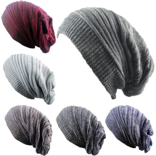 NEW Unisex Womens Mens Knit Baggy Beanie Hat Winter Warm Oversized Ski Cap MZ005