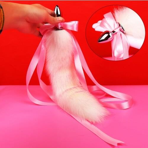 Newst White Fox Tail Anal Plug Smooth Metal Butt Plug Fetish BDSM Anus Toys For Couple Sex Flirt Cosplay Game Erotic Accessories