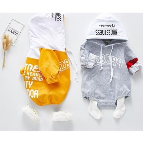 Angoubebe B20H12 New Newborn Baby Clothes Boys Girls Romper Hip-hop stylish Printed Long Sleeve Cotton Romper Kids Jumpsuit