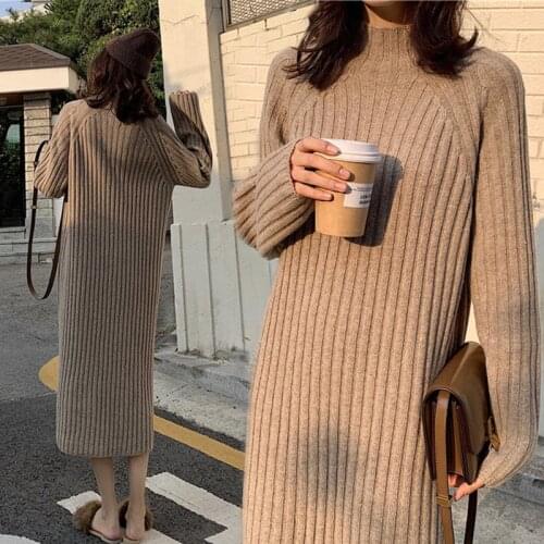 2021 Autumn Winter Women Sweater Dress Turtleneck Plus Size 4XLVestidos Thick Warm Pullovers Long Sleeve Loose Female Robe